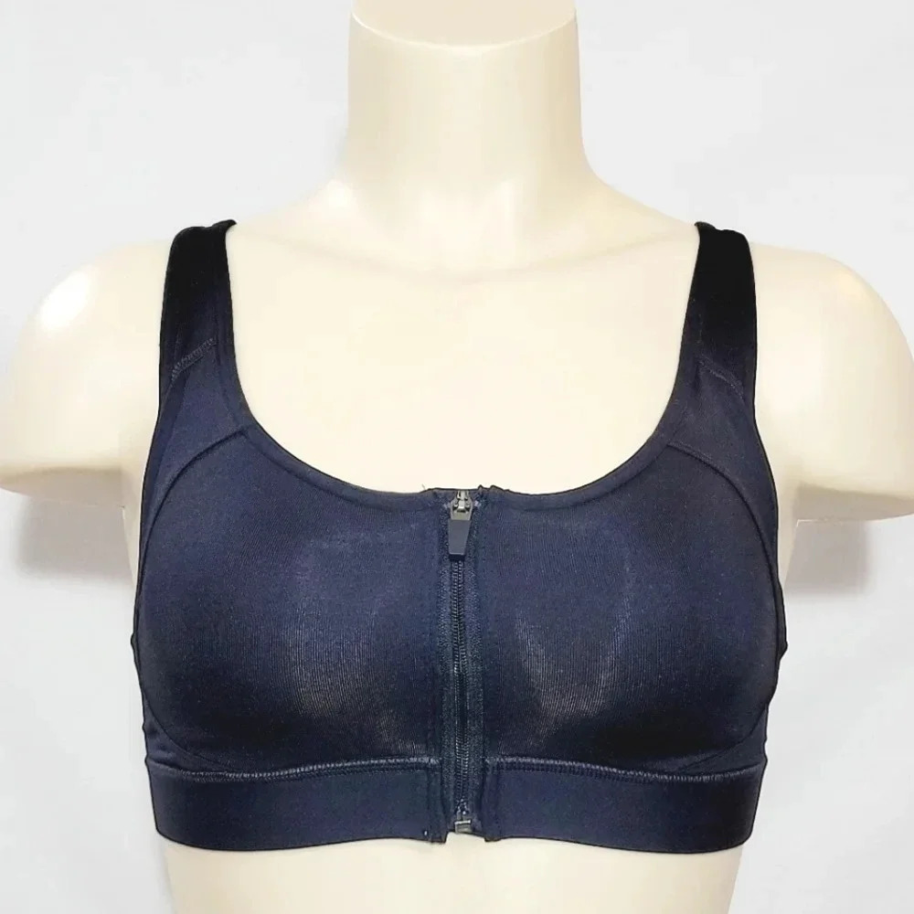 XS X-SMALL Champion N9643 Power Shape Max Zip‎ Front Sport Bra Black NWT